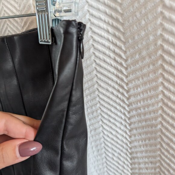 En Saison Black Vegan Leather Pleated Mini Skirt Medium Tennis skirt - Picture 8 of 11
